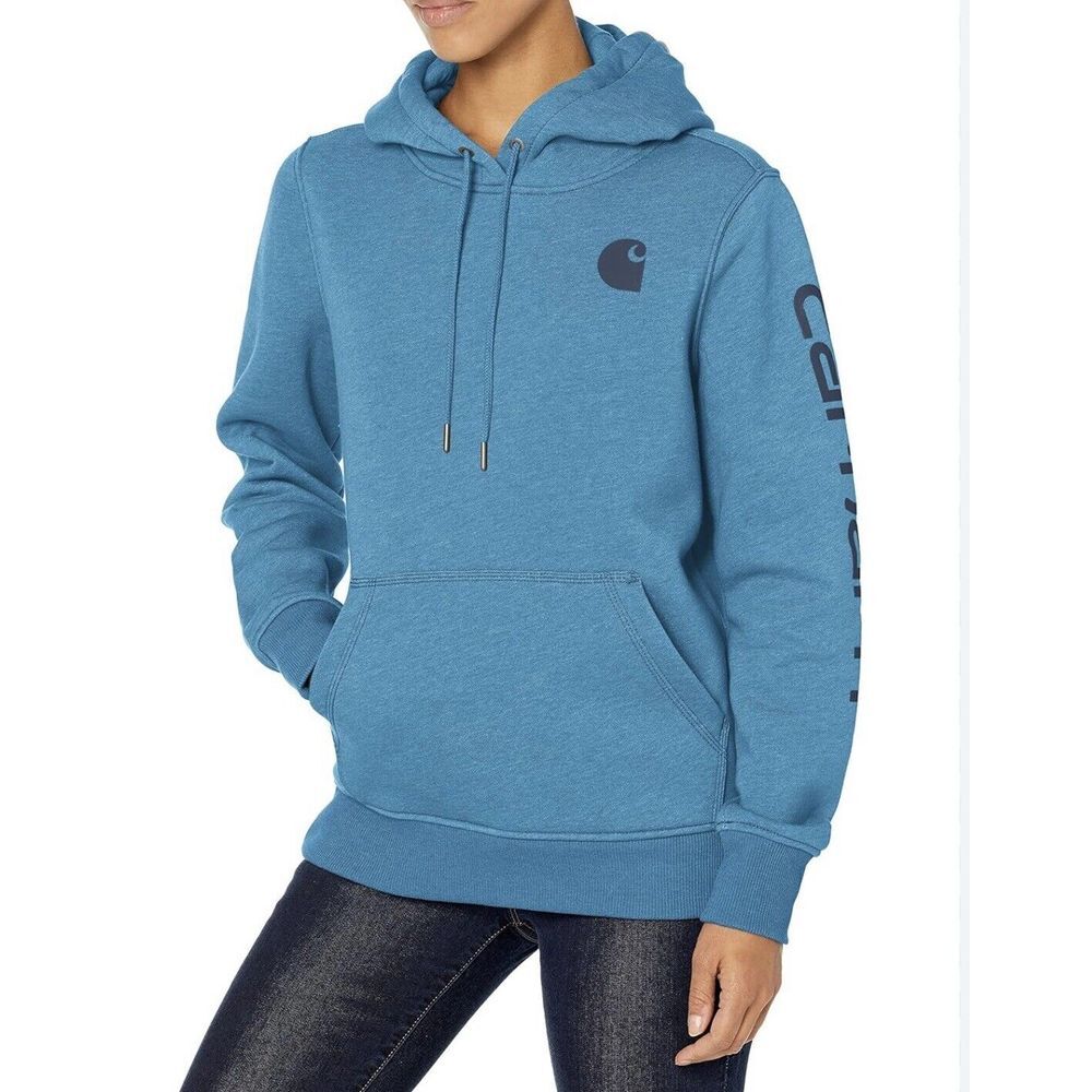Carhartt Clarksburg Graphic Sleeve Pullover‎ Sweatshirt Size 1X Blue Relaxed Fit